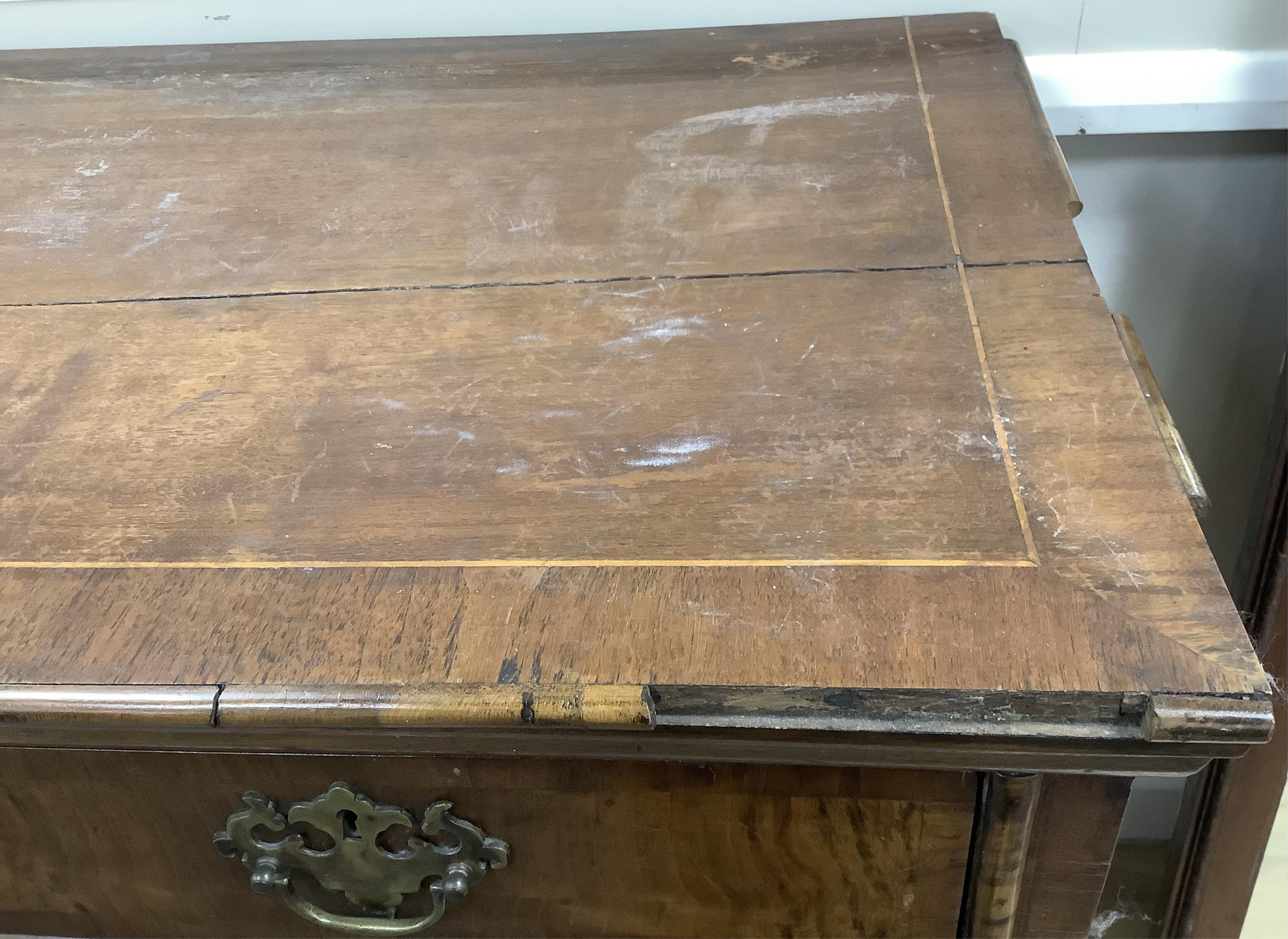 An 18th century walnut chest of drawers, width 96cm, depth 53cm, height 92cm. Condition - poor